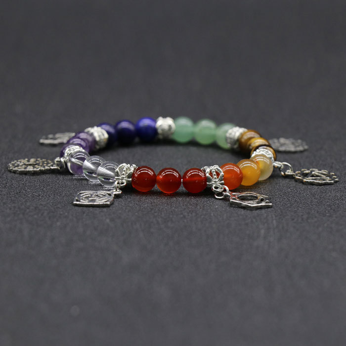 Seven chakra yoga symbol bracelet