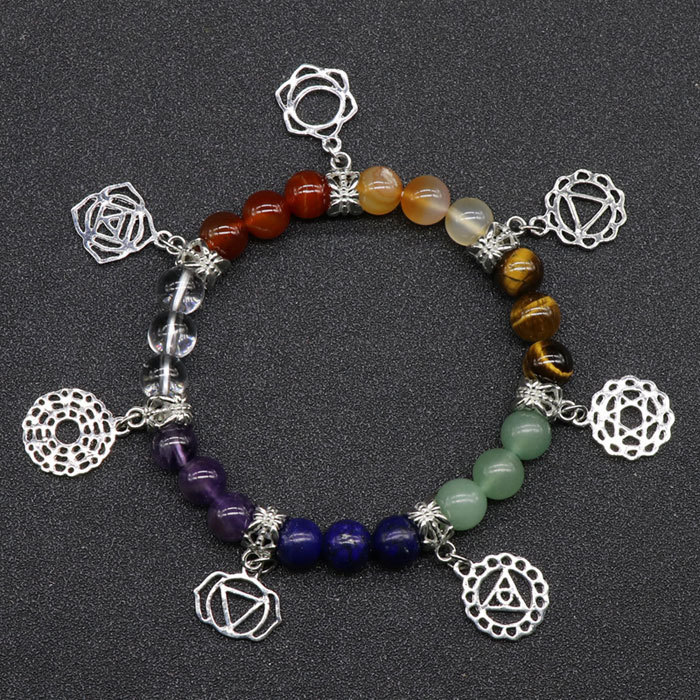 Seven chakra yoga symbol bracelet