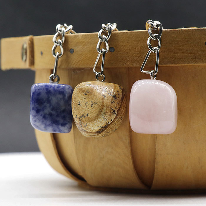 Natural stone key chain pendant