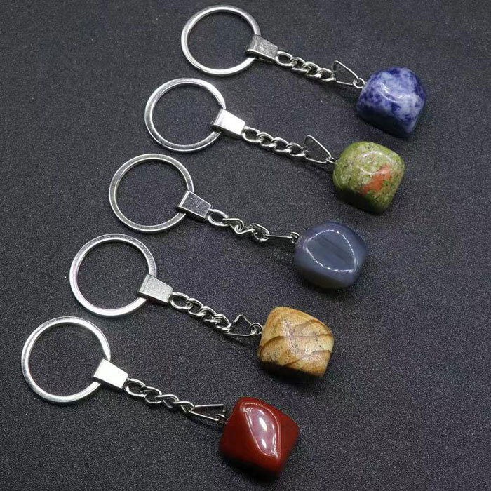 Natural stone key chain pendant