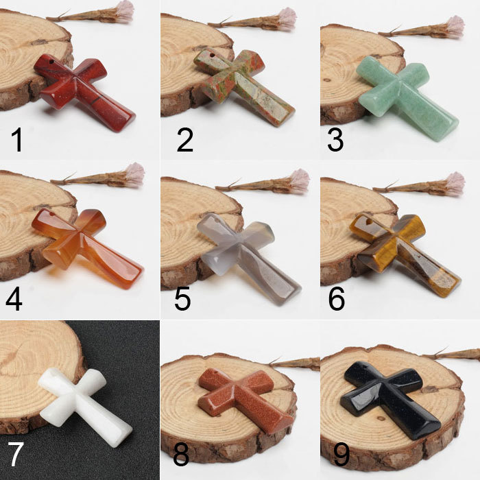 Natural stone crucifix pendant