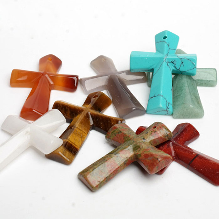 Natural stone crucifix pendant