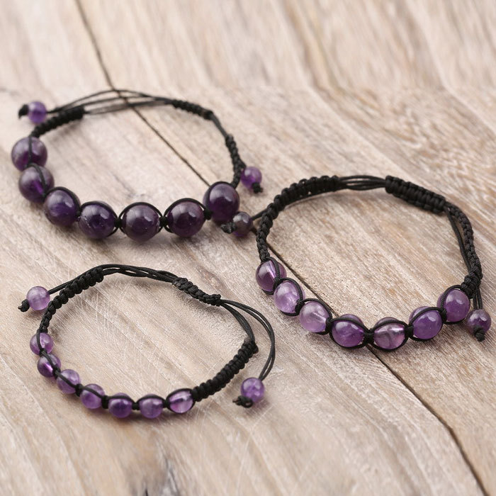 Purple crystal woven bracelet