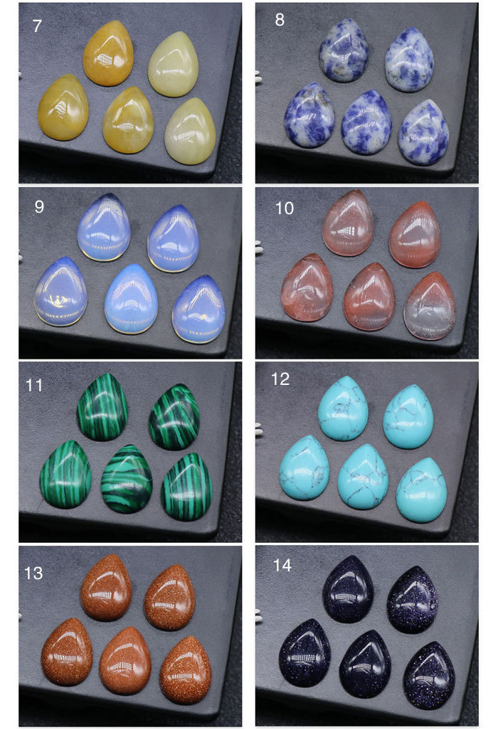 8*10mm natural stone waterdrop shape gem cabochon
