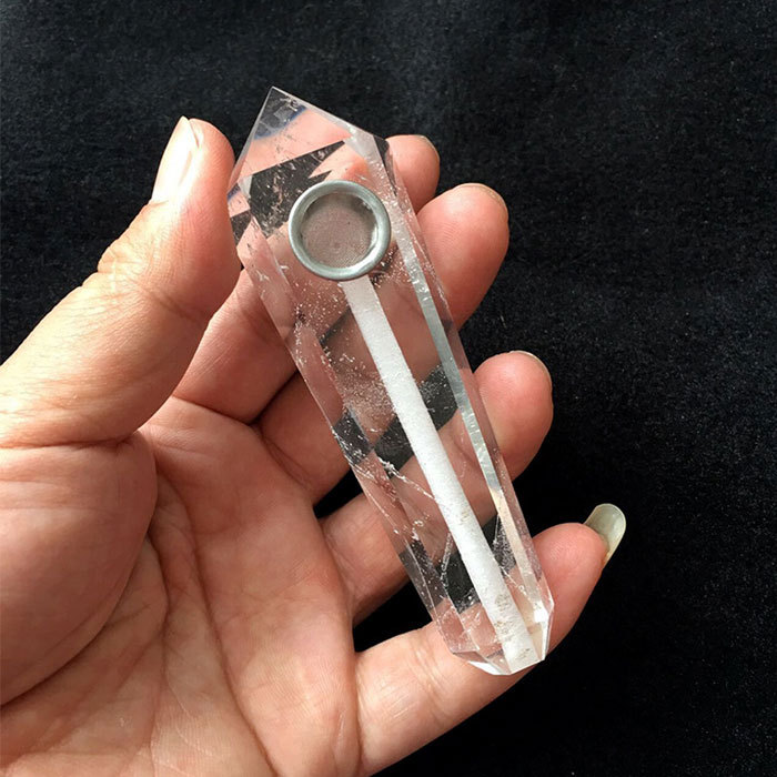 White crystal stone pipe
