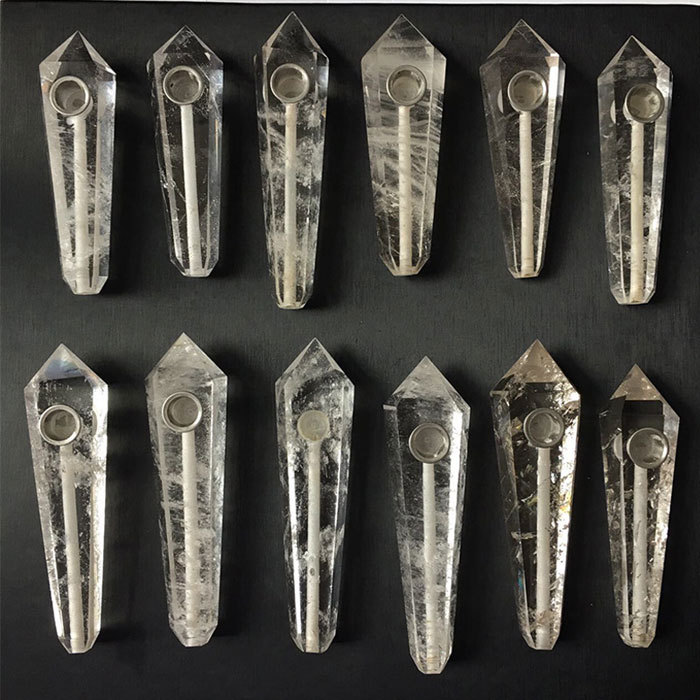 White crystal stone pipe