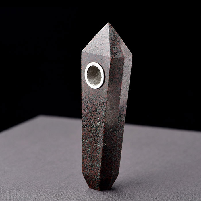 Red crystal stone pipe
