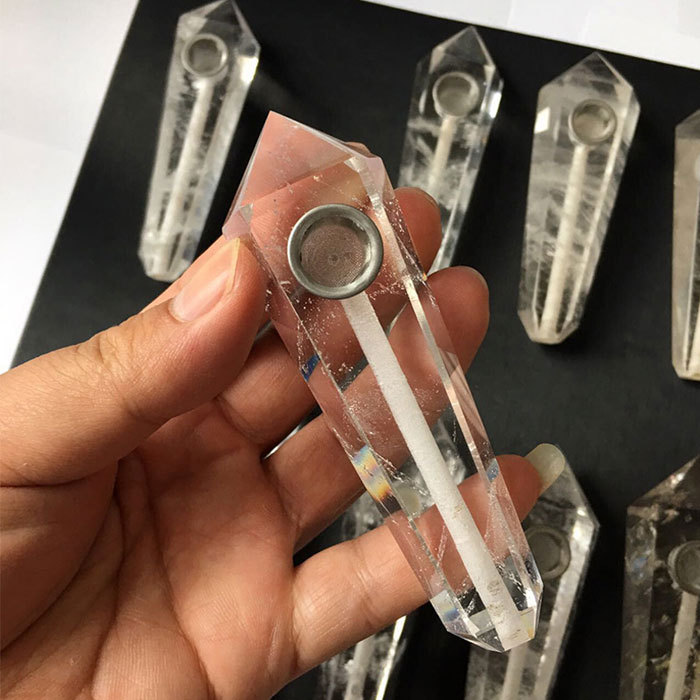 White crystal stone pipe