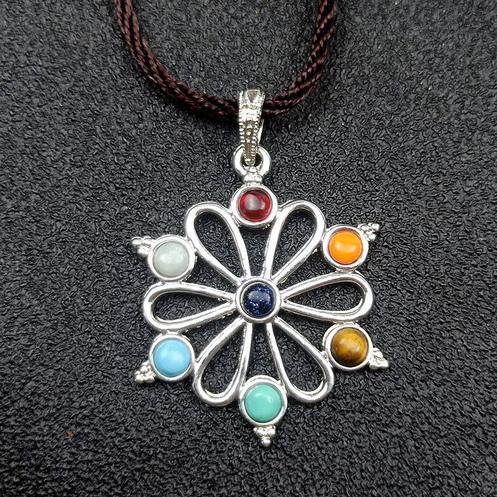 Seven chakras flower energy Stone Pendant Necklace