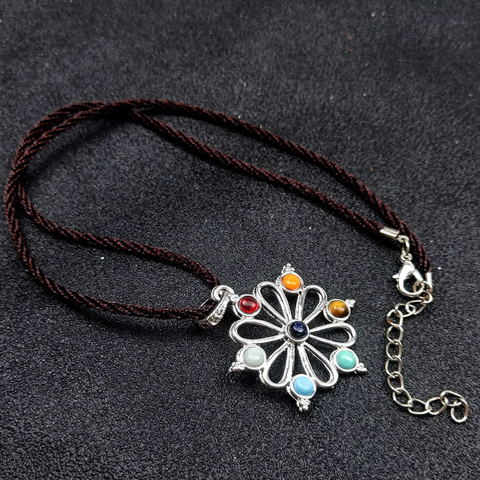 Seven chakras flower energy Stone Pendant Necklace