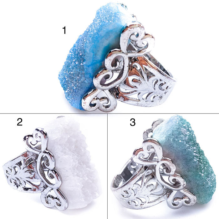 Crystal cluster rectangular ring