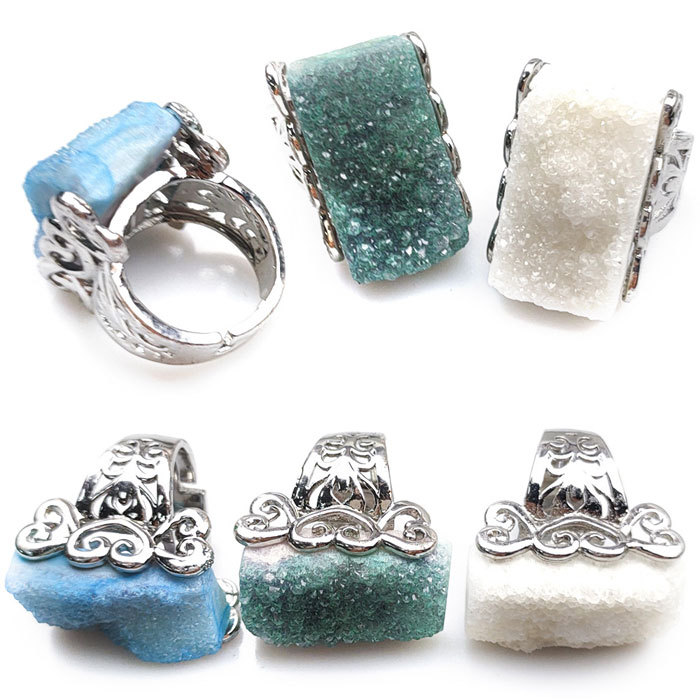Crystal cluster rectangular ring