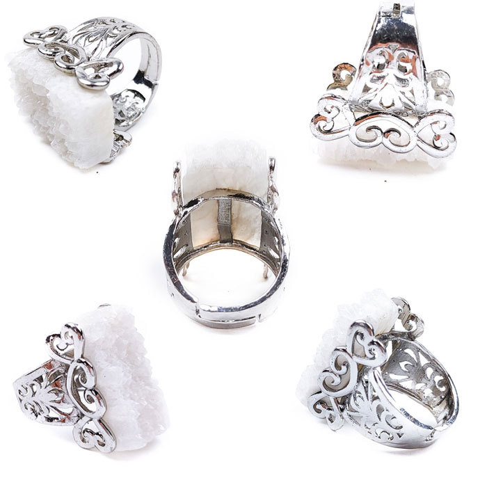 Crystal cluster rectangular ring