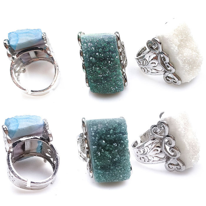 Crystal cluster rectangular ring