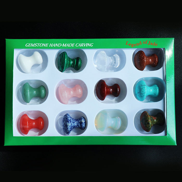 Natural stone mushroom massager Set 12pcs