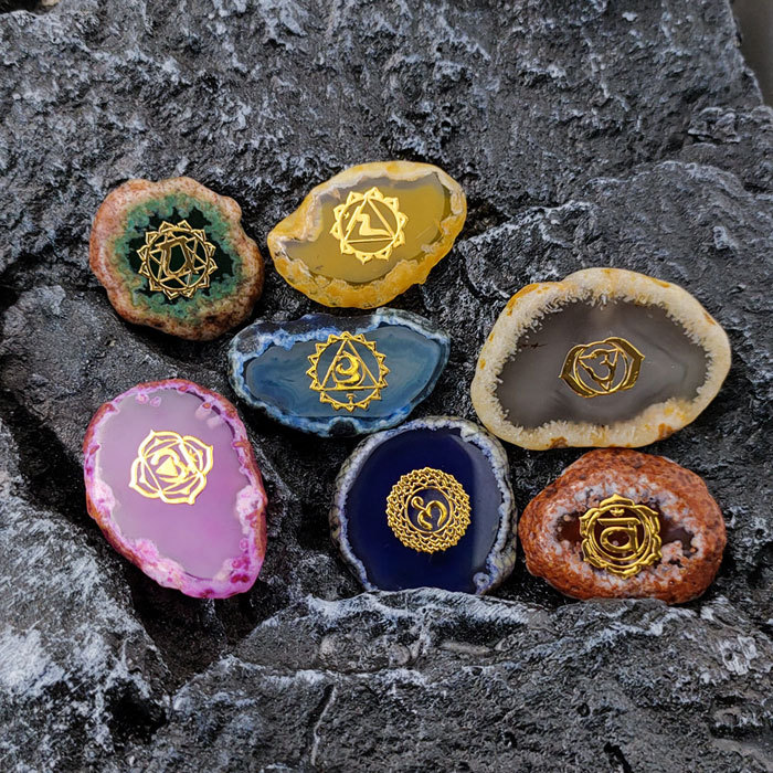 Seven chakra meditation symbol stone 7pcs