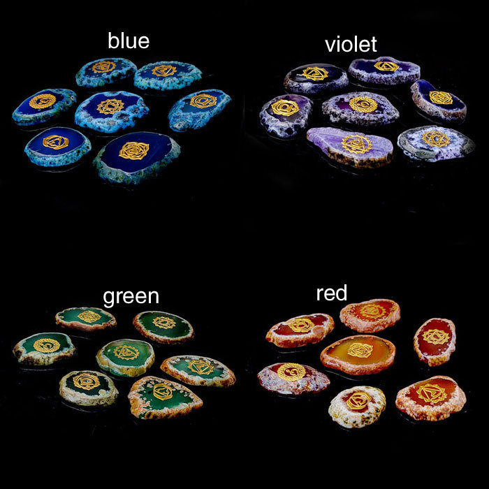 Seven chakra meditation symbol stone 7pcs