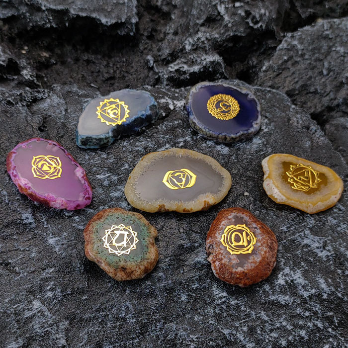 Seven chakra meditation symbol stone 7pcs