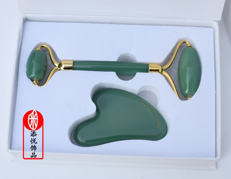 Green jade massage roller set