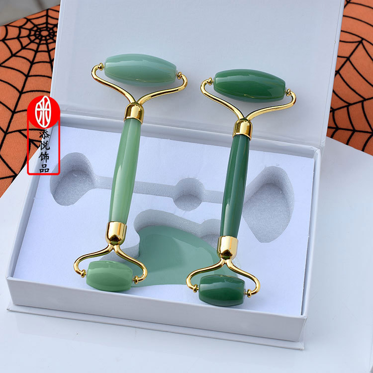 Green jade massage roller set