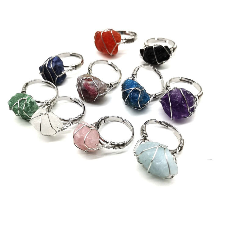 Silver Natural Stone winding ring
