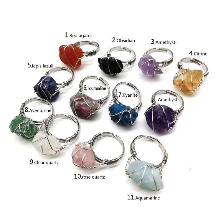 Silver Natural Stone winding ring