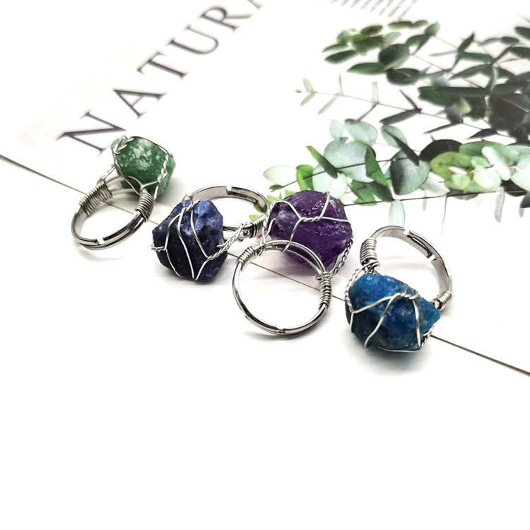 Silver Natural Stone winding ring