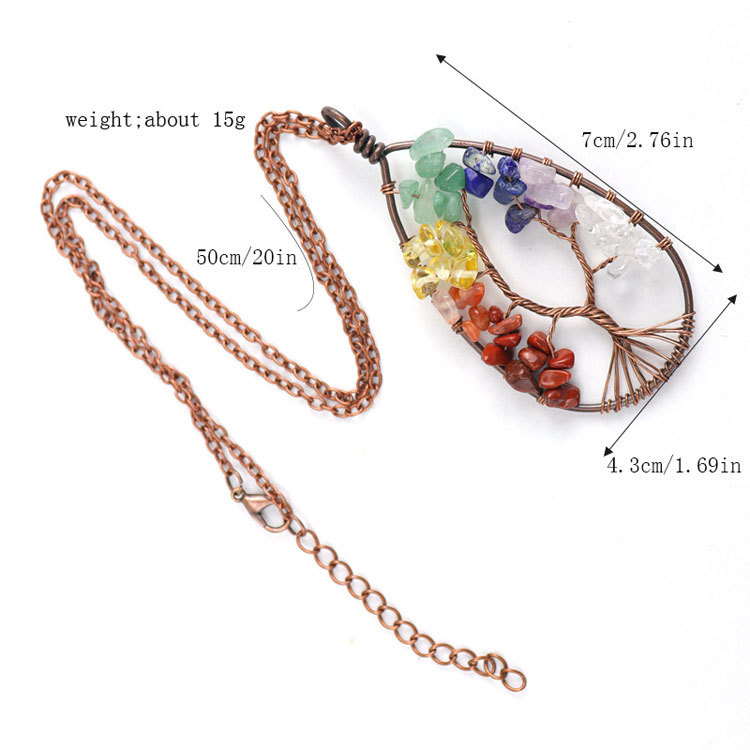 Bronze water drop wound Life Tree Necklace