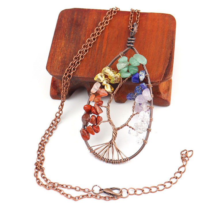 Bronze water drop wound Life Tree Necklace