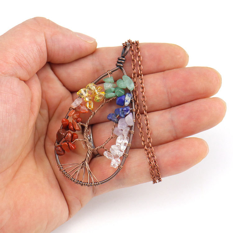 Bronze water drop wound Life Tree Necklace