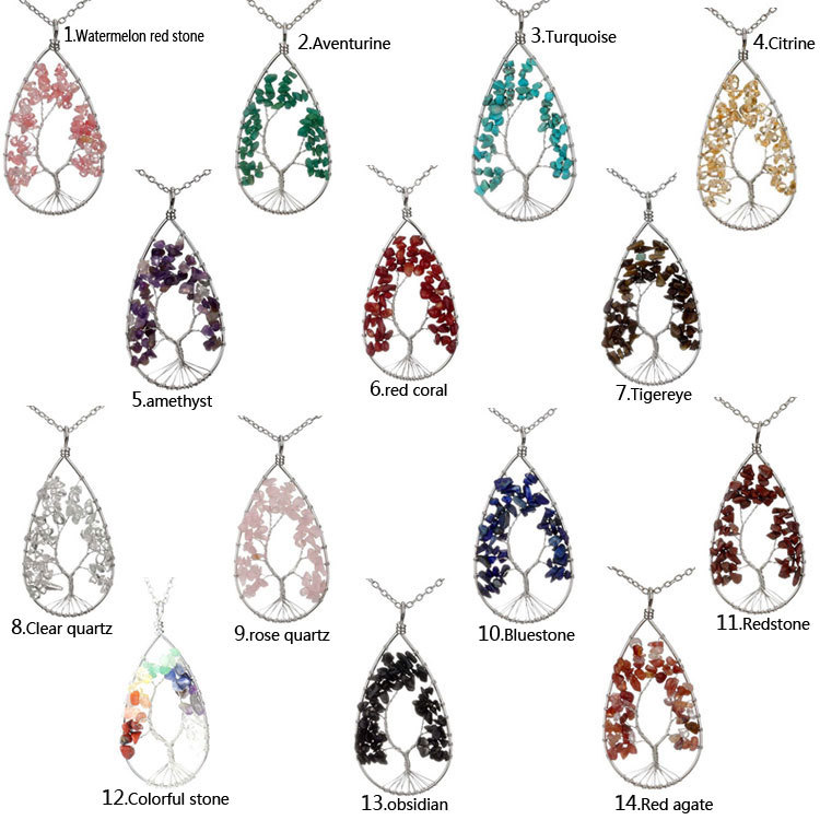 Bronze water drop wound Life Tree Necklace