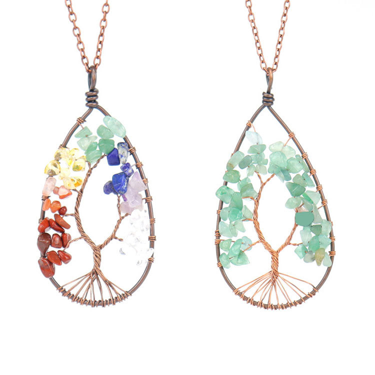 Bronze water drop wound Life Tree Necklace