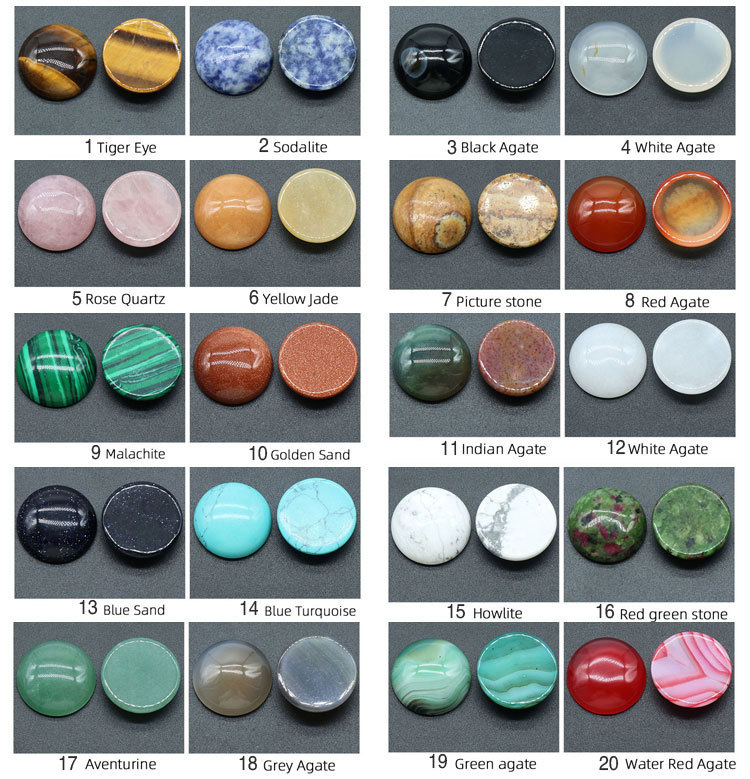 20mm natural stone round gem cabochon