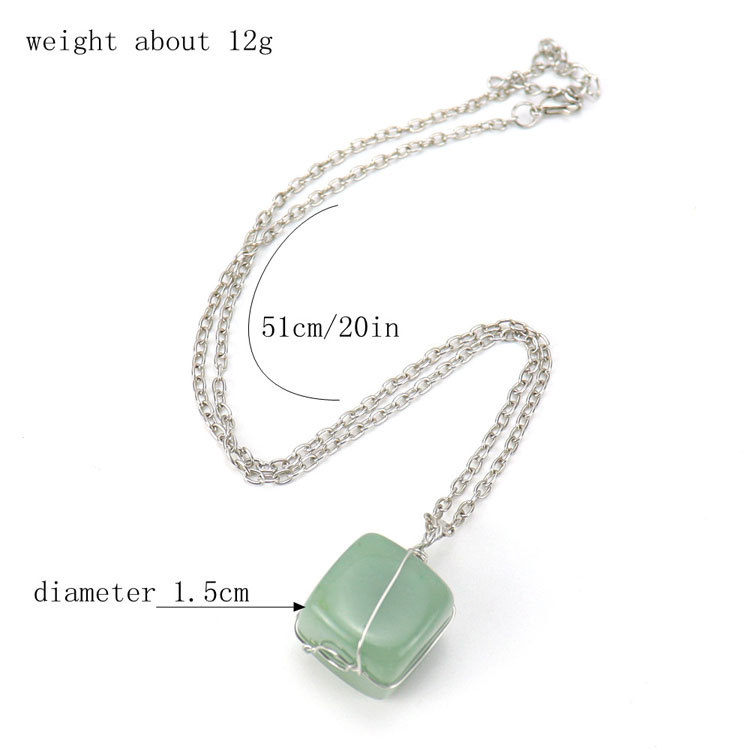 Gold Winding Square Stone Pendant Necklace