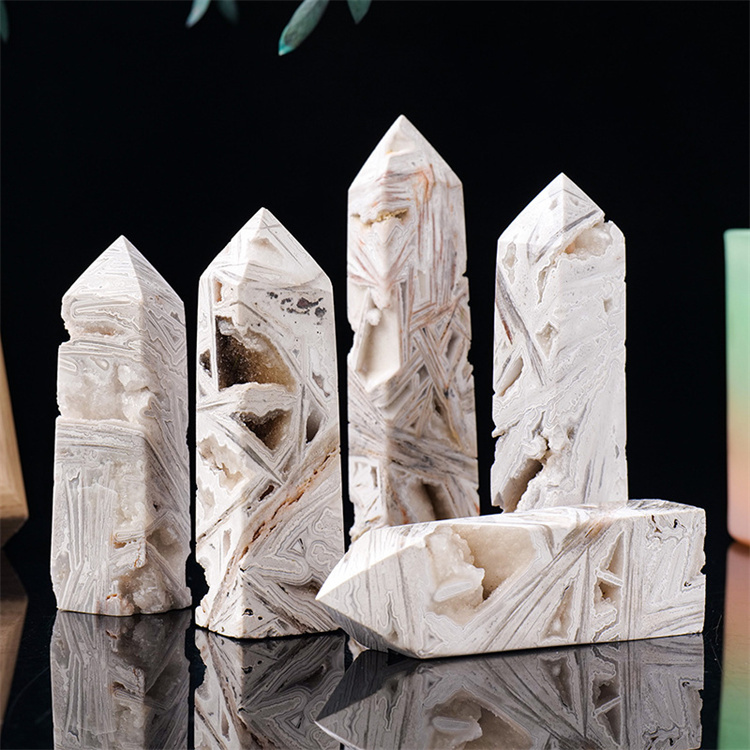 Natural  Agate crystal cave Hexagonal Prism