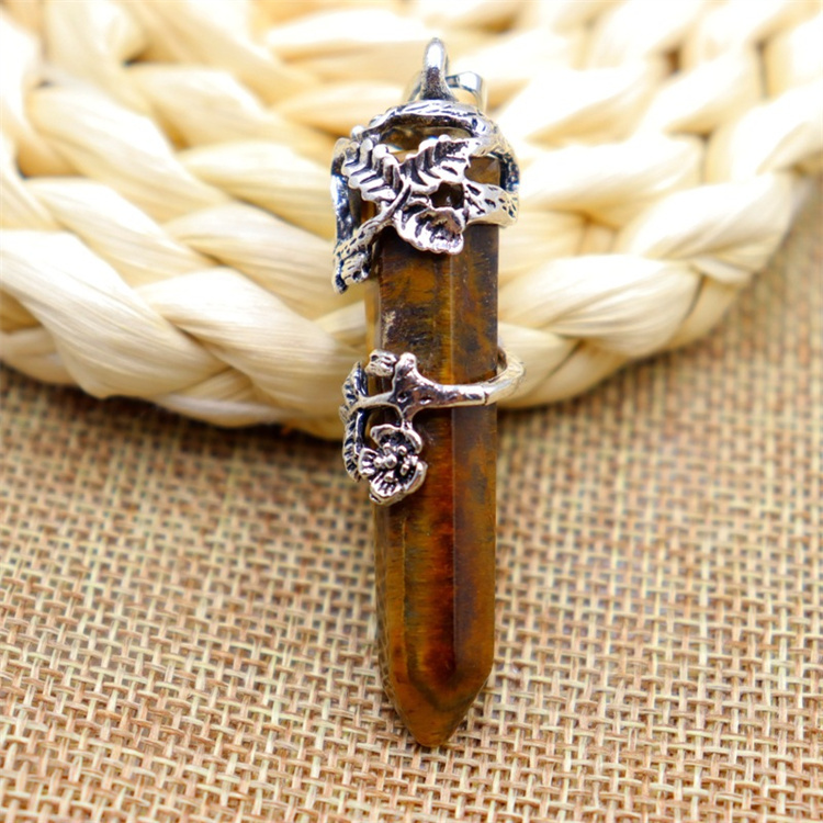 Stone hexagon rose column pendants  (MOQ:100pcs)