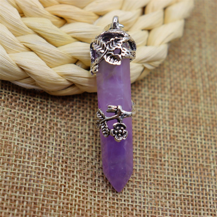 Stone hexagon rose column pendants  (MOQ:100pcs)