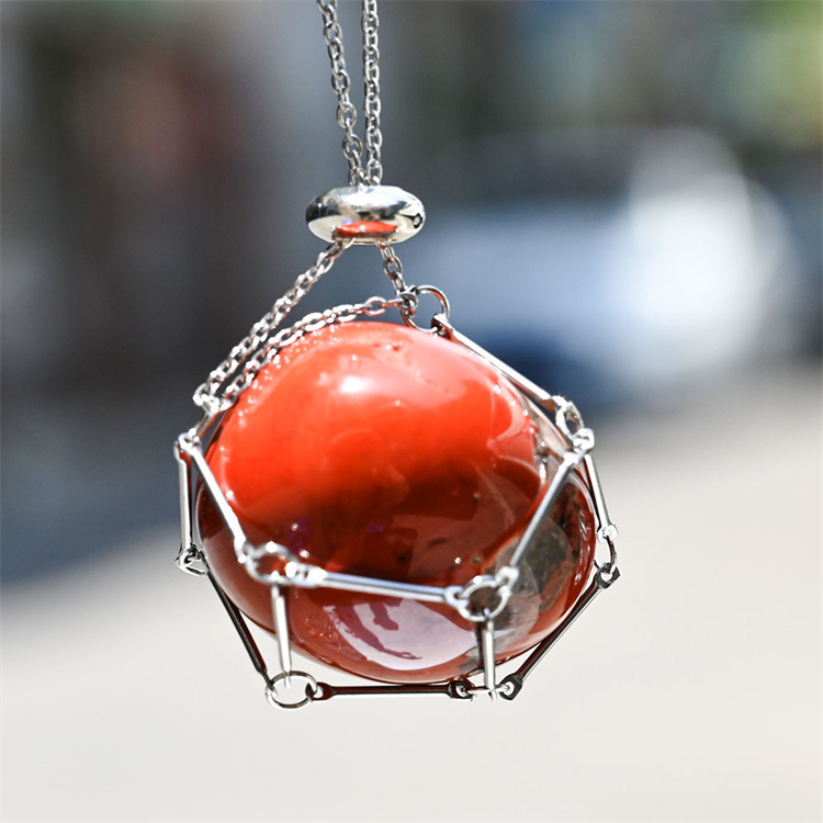 Natural Crystal Mesh Pocket Metal Bamboo Necklace