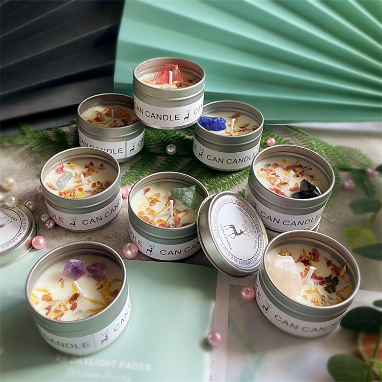 Crystal Stone Dry Flower Candle