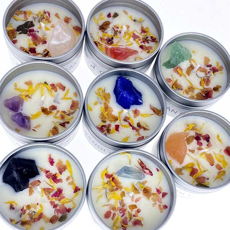 Crystal Stone Dry Flower Candle