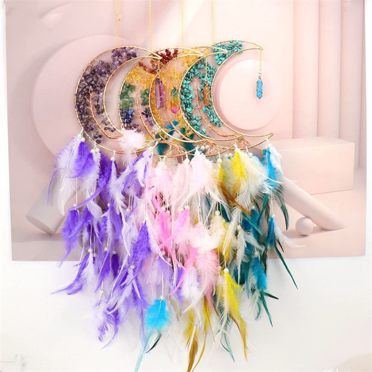 Hand wound crystal gravel dream catcher