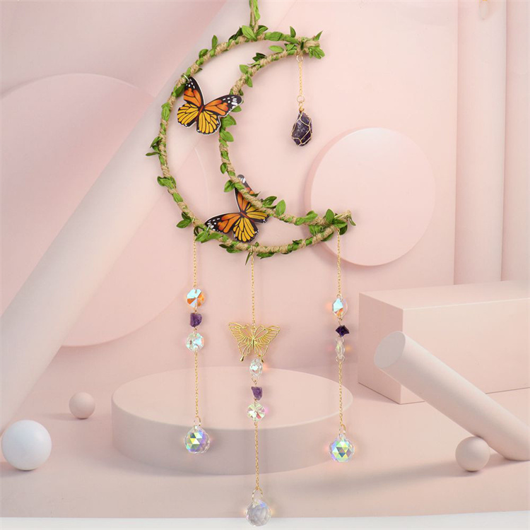 Sun Catcher Wrapped Leaf Butterfly Pendant