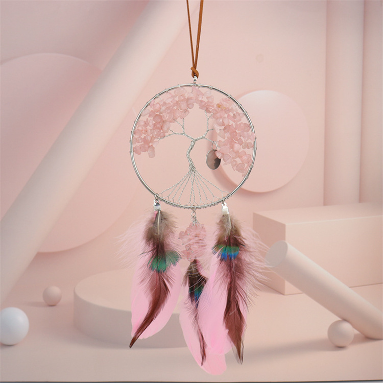 Hand wound crystal gravel dream catcher