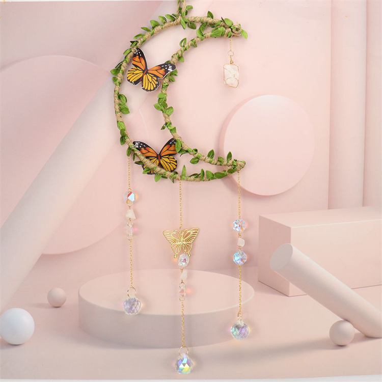 Sun Catcher Wrapped Leaf Butterfly Pendant