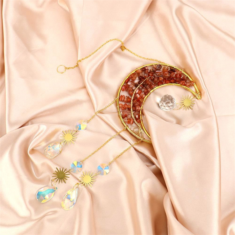 Hand wound crystal gravel dream catcher