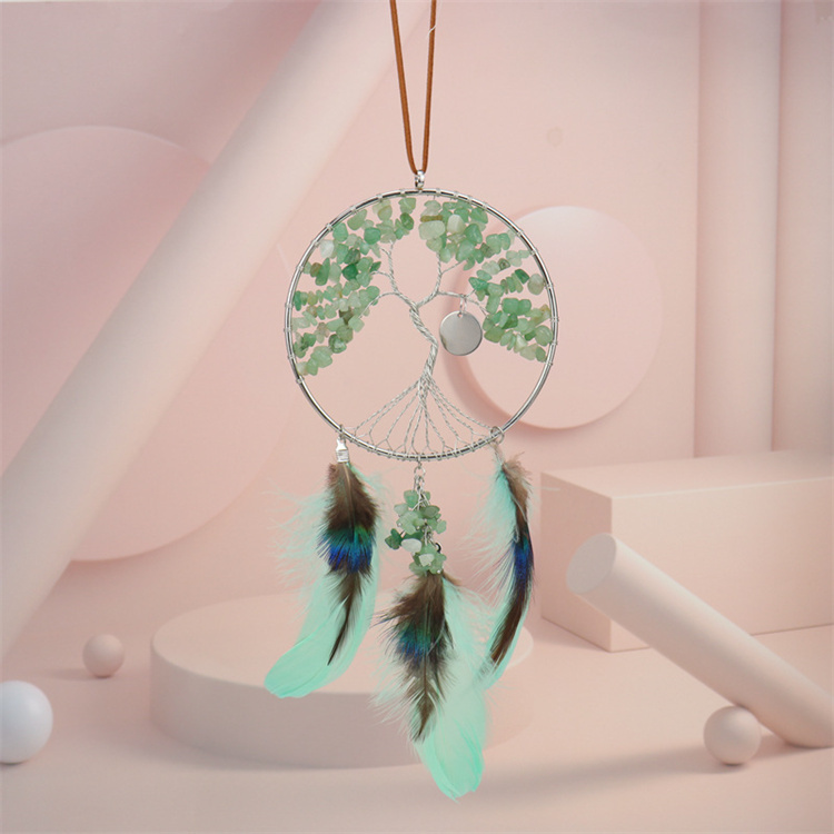 Hand wound crystal gravel dream catcher