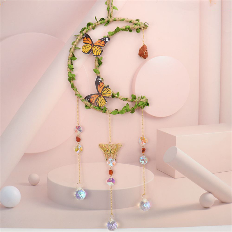 Sun Catcher Wrapped Leaf Butterfly Pendant