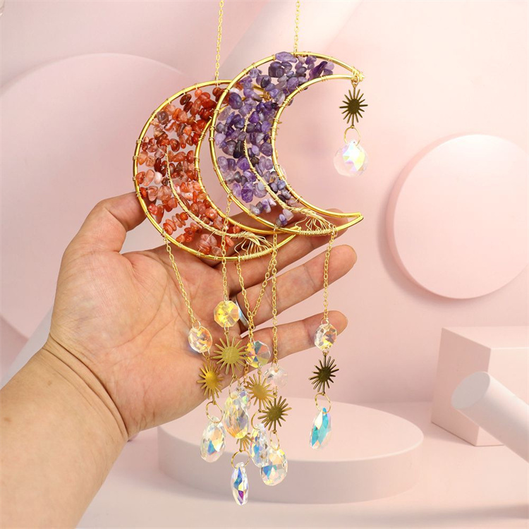Hand wound crystal gravel dream catcher