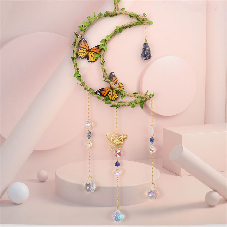 Sun Catcher Wrapped Leaf Butterfly Pendant