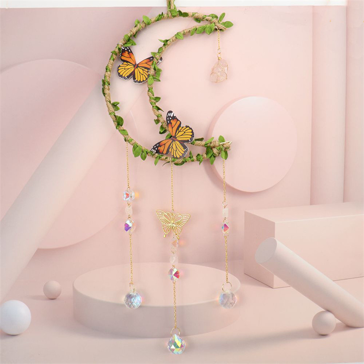 Sun Catcher Wrapped Leaf Butterfly Pendant